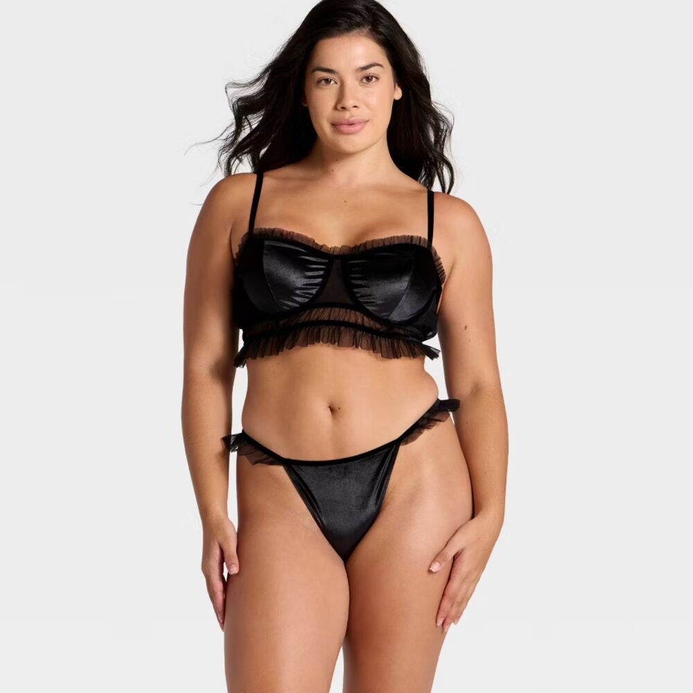 Auden Black Ruffle Lingerie Set